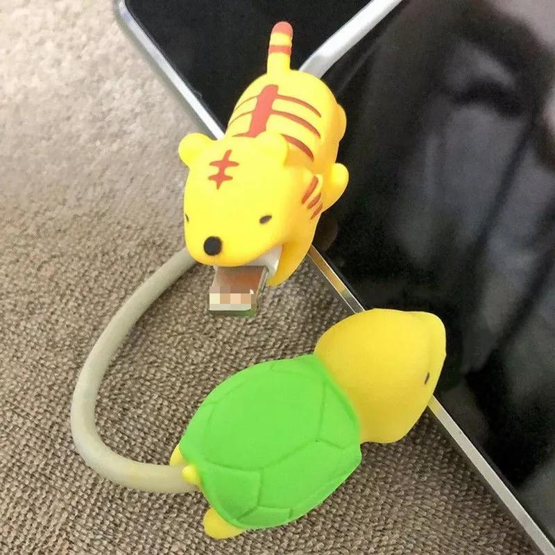 Защитный шнур для кабеля с милыми животными, защитный провод с рисунком из мультфильма, светящийся силиконовый чехол, устройство для намотки зарядного кабеля для кабеля зарядного устройства для телефона