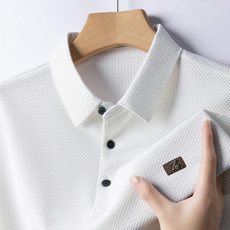 Однотонная мужская жаккардовая рубашка-поло пуловер низ футболка с коротким рукавом