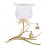 Hestia Single Stem Clear Glass Flower Candle Holder With Gold Stem