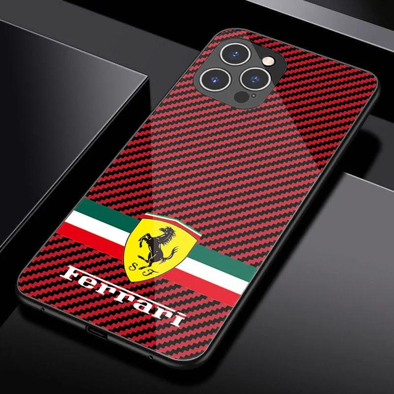 Спортивный чехол из закаленного стекла для телефона Ferrari 458 488 599 612 FF F12 Для iPhone 11 12 13 14 15 16 17Pro X XR XS Max Mini 7 8 Plus