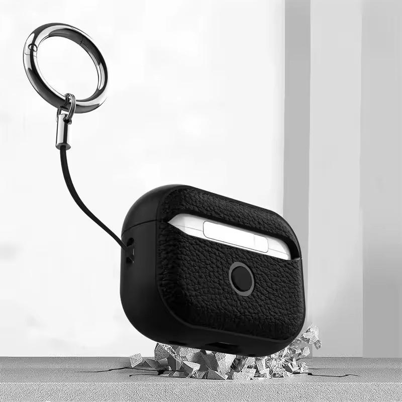 Чехол с текстурой кожи для Apple Airpods 1 2 3 4 Pro air pods Беспроводные Bluetooth-наушники Защитная крышка Противопотеря Сумка для наушников