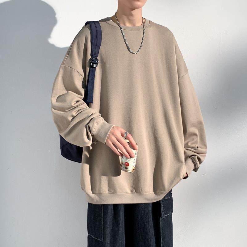 Толстовки с круглым вырезом, однотонный мужской удобный свитер на осень и зиму, свободный спущенный плечевой пояс, круглый вырез, универсальный свитер Tide