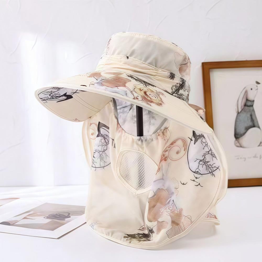 Wide Brim Tea Picking Work Hat UV Protection Fisherman's Hat Face Mask Sun Hat Summer Outdoor