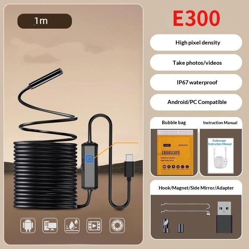 Промышленный эндоскоп Type-C Micro USB Одно- или двухлинзовый 5-метровый кабель Бороскоп для Android-смартфона Инспекция канализации