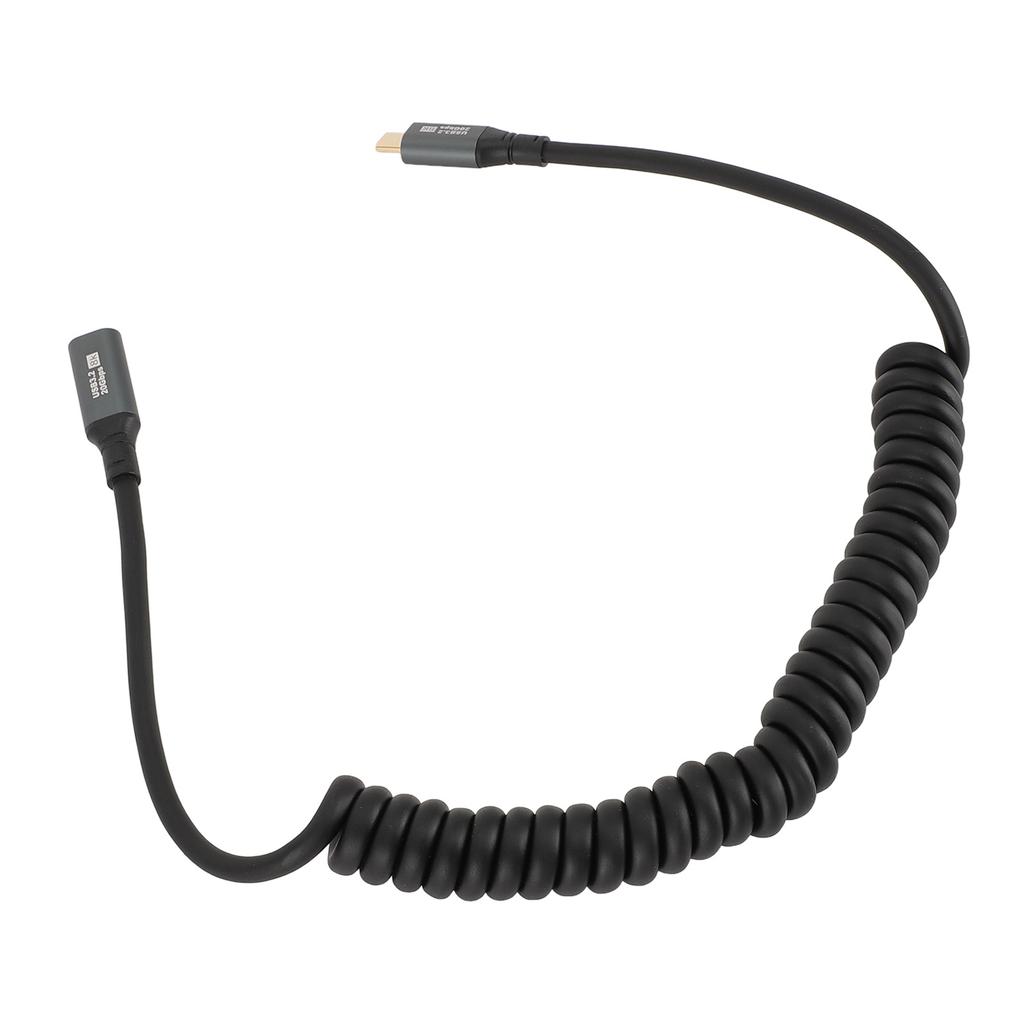 USB C to USB C Cable PD100W Fast Charging USB3.2 20Gbps 20V5A 8K 60hz Sound Video Stretchable Spring Spiral Cable