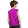 Boys Girls Dance Stage Performance Costume V Neck Sleeveless Asymmetrical Hem Button Metallic Plaid Vest