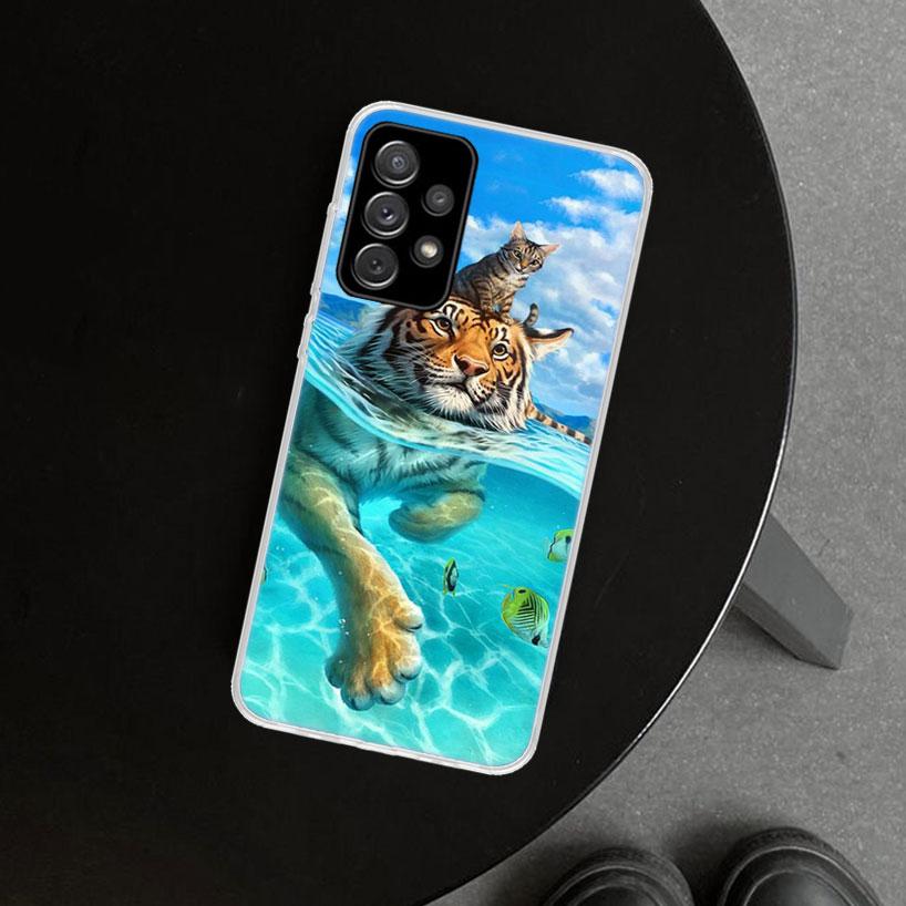 Чехол для телефона с животным Тигром Кошкой Для Samsung Galaxy A12 A22 A32 A52 A72 A02S A51 A50S A31 A20S A10S Note 20 Ultra 10 Plus Galax