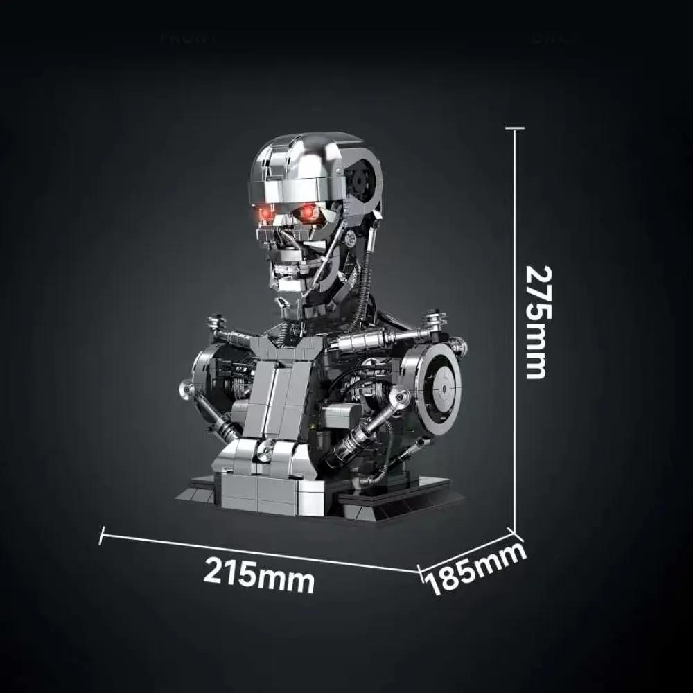 1469PCS Mecha Skull Skeleton Robot Building Blocks Movie T800 Bust Figures Model Desktop Ornament Construction Bricks Toys Gift