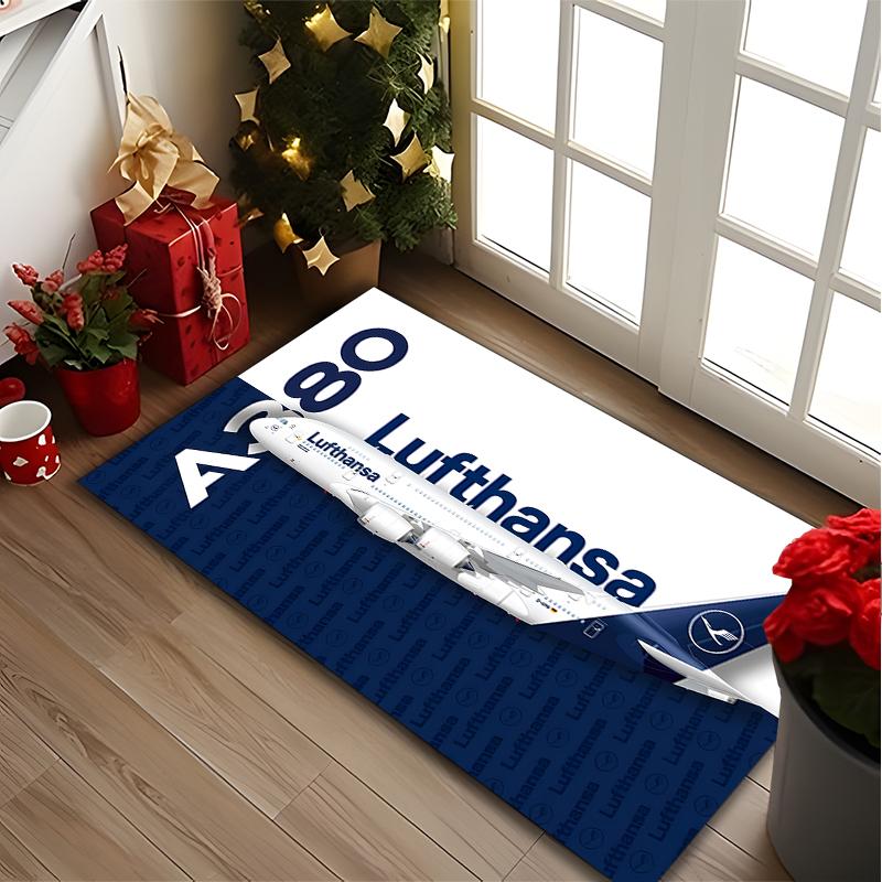 1pc Area Rug Appropriate for Office, Lufthansa Airplane Graphic Carpet, Versatile Printed Chair Rug, Durable Home Sofa Carpet