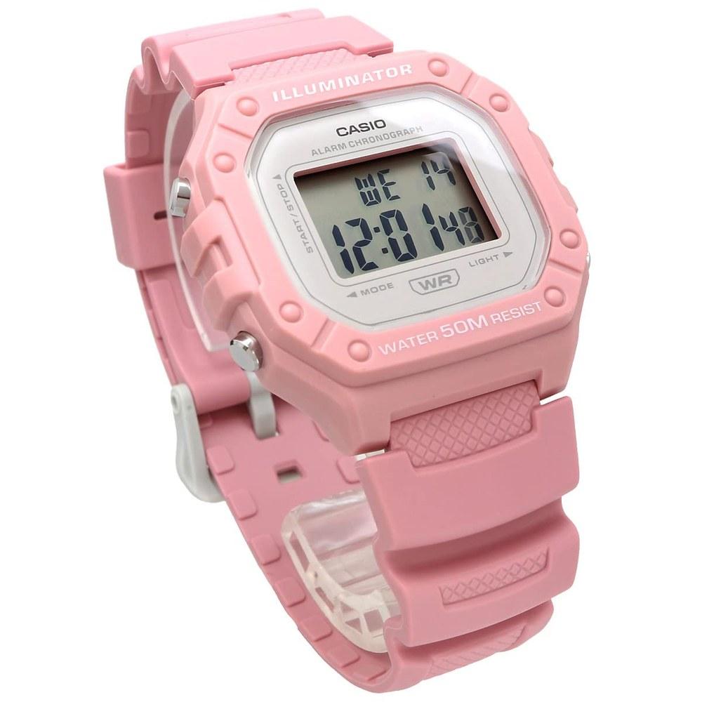 Casio Стандартные цифровые наручные часы W-218HC-4AV Унисекс Розово-розовые Дешевые