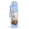 1PC Moon Forest Wolf Portrait 750ml Color Plastic Sports Water Bottle Leakproof Flip Straw Lid Suitable for Sports Office Home Use