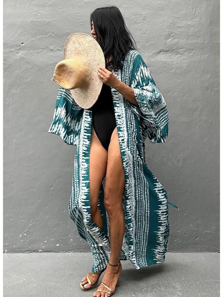 Европейско-американская хлопковая рубашка с принтом для защиты от солнца и накидка для бикини