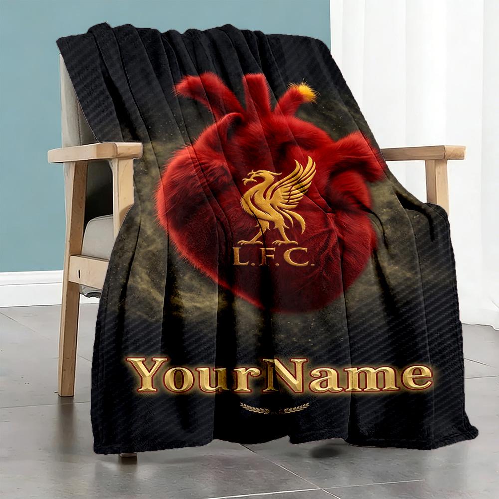 Liverpool Customize Text Blanket Multi-purpose Customizable Blanket Soft Warm Cozy Versatile for Livingroom Couch Home Decor Picnics