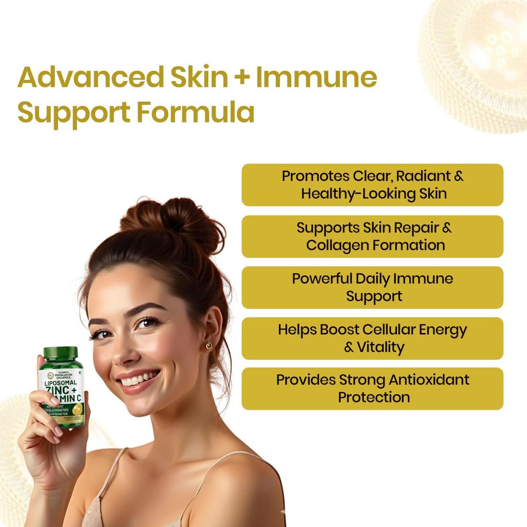 Vlado's Himalayan Organics Растительный Цинк с Витамином C Капсулы Антиоксидант Поддержка Иммунитета Добавка 120 Веганских Капсул