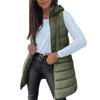 Women's Long Vest Plain Sleeveless Hood Winter Vest Outwear Jacket Lightweight Warm Coat Outerwear
