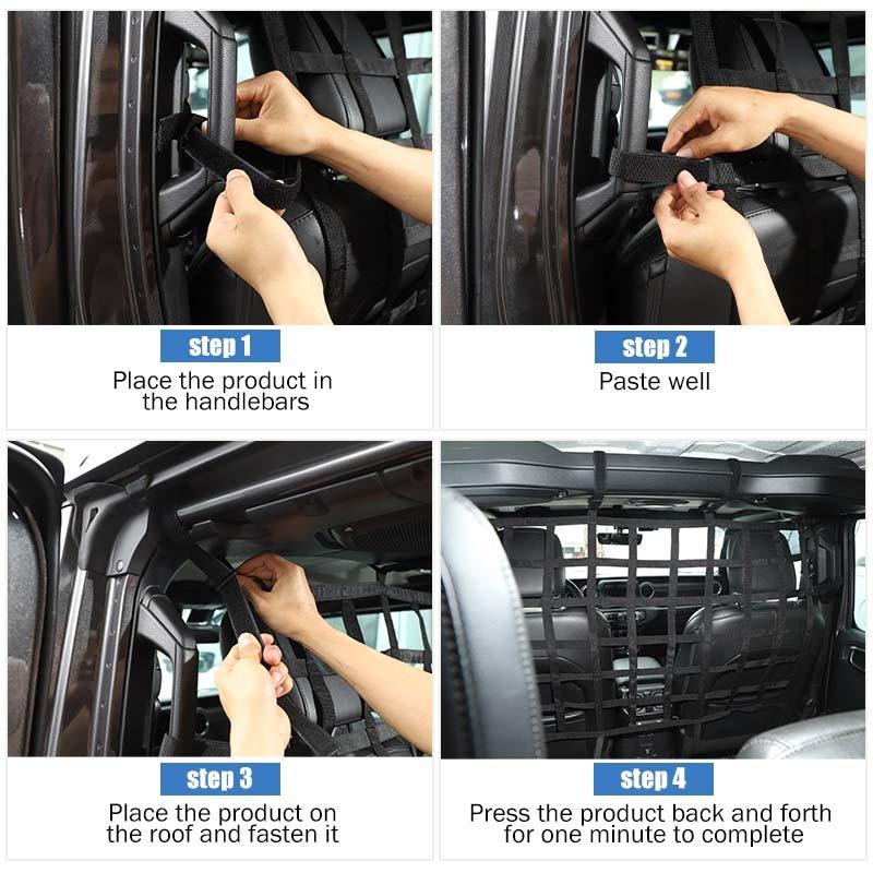 Изолирующая сетка на заднее сиденье, чехол-органайзер для багажника для Jeep Wrangler JK JL JT 2007-2023, автомобильные аксессуары 