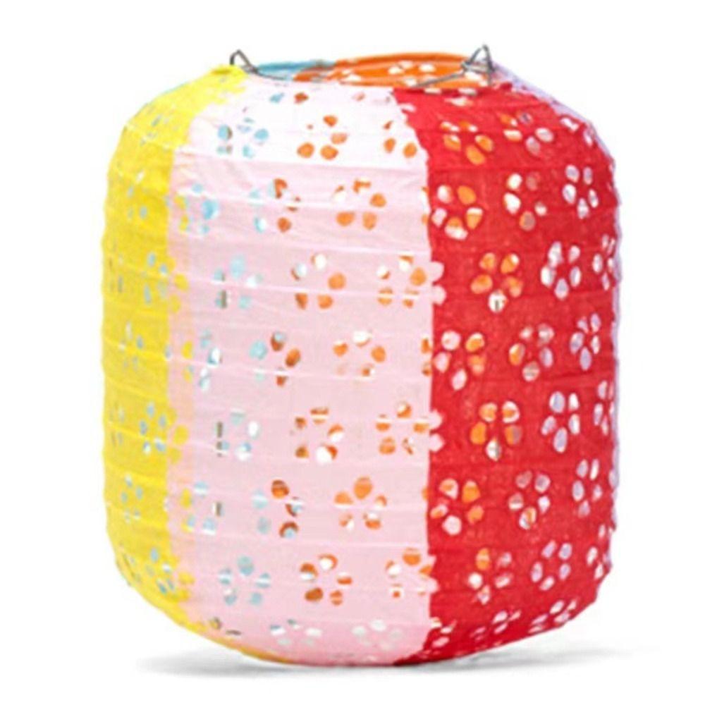 Cylindrical Hanging Lampion Colored Hollow Lantern Festival Lantern Paper Lantern Mid-autumn