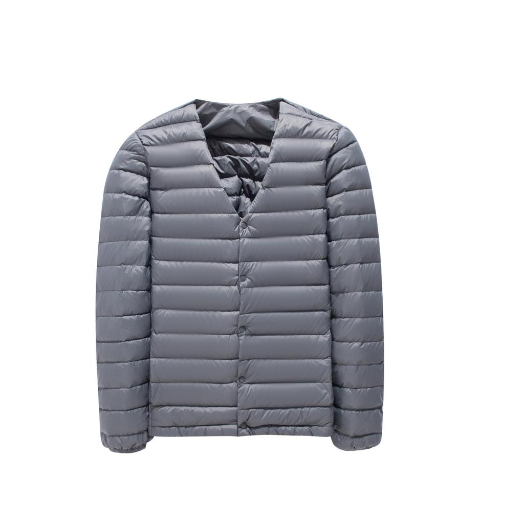 Мужская легкая пуховая куртка без воротника 2024 года - Круглый/V-образный вырез, Большой размер, Теплый внутренний слой