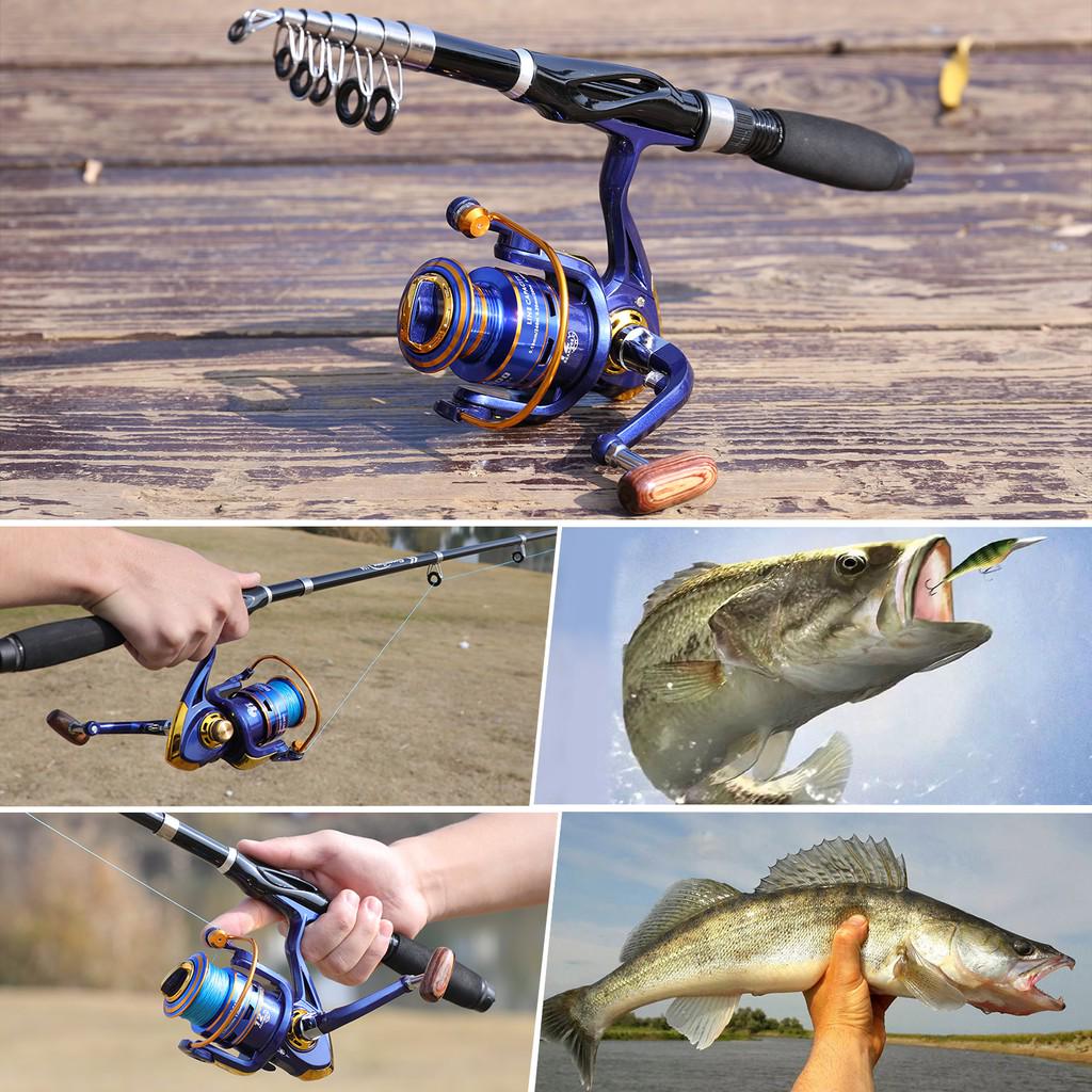 Sougayilang Spinning Fishing Rod Reel 1.0m 1.5m Fiber Ultralight Spinning Fishing Pole GR 5.2:1 13BB Spinning Fishing Wheel Full Metal Fishing Combo