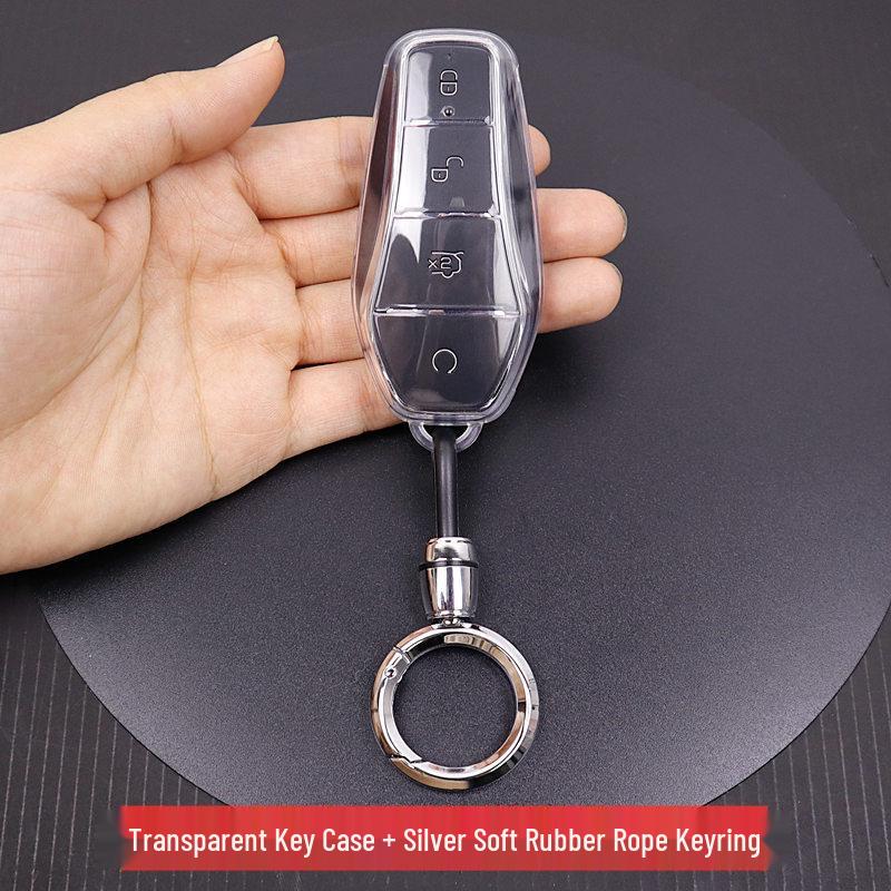 BYD Qin Plus DMI TPU Key Case: Fully Enclosed, Transparent, Drop-Proof Cover for Men