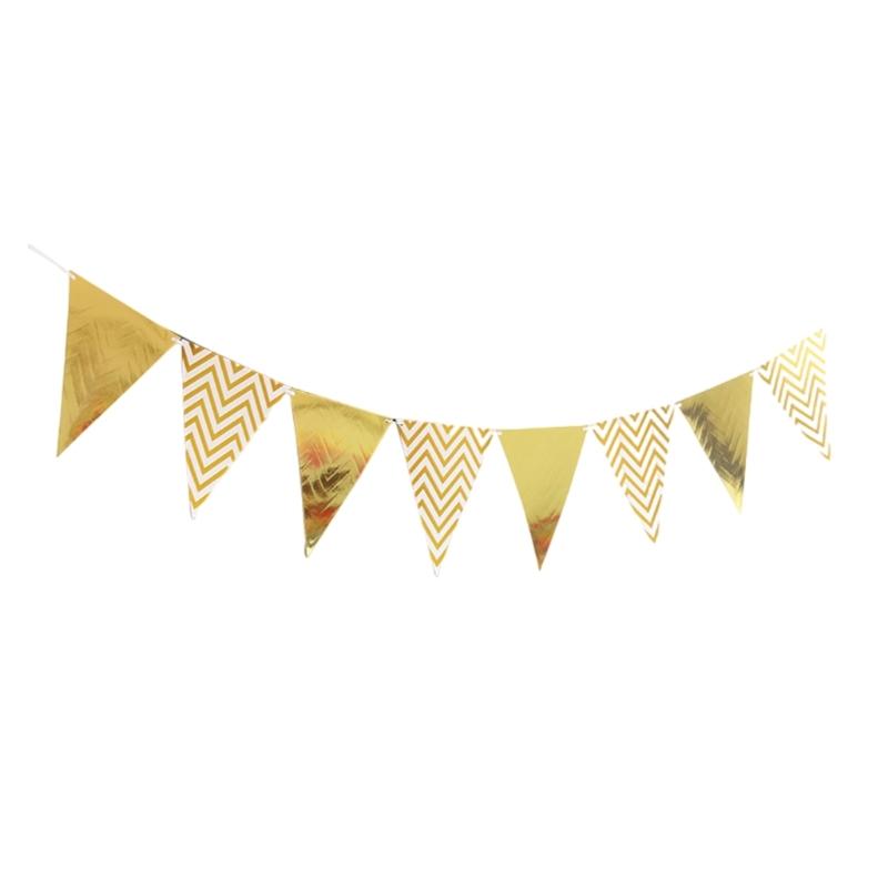Metallic Bunting Birthday Party Triangle Pennant Decoration Photography Props for Adult Teen Birthday Party Decoration