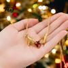 Red Heart Pendant Necklace Hands Holding Necklace, Cubic Zirconia Fashionable Romantic Anniversary Present Gold-Tone Dainty for Women, Elegant