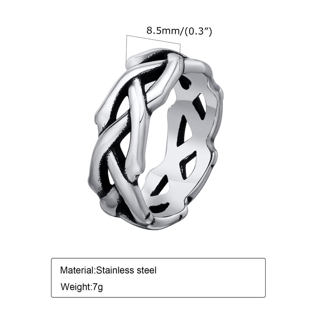 Retro Thorn Crown Ring for Men,Stainless Steel Punk Tree Vine Branch Wedding Band Ring,The US Size 7-12