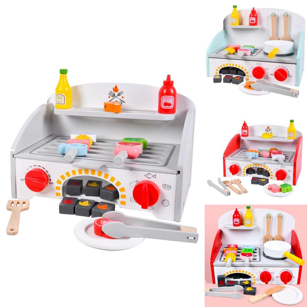 Деревянная Имитация Кухонной Плиты Кухонная Утварь И Модель Гриля Барбекю Детская Игрушка Для Взаимодействия Родителей И Детей