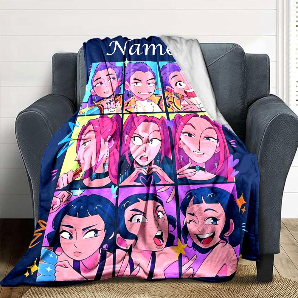 Customizable KPop Demon Hunters36 Throw Blanket – Personalized Name, All-Season Cozy Snug Blanket, Machine Washable, Personalized Blanket
