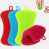 Soft Silicone Dishwashing Brush Flexible Cleaning Brush Pot Pan Sponge Scrubber for Household