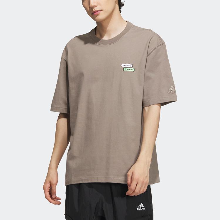 adidas Футболка X Seebin с тиснением и вышивкой букв, SS23, мужские повседневные спортивные топы с короткими рукавами, светло-серые, коричневые IA8175