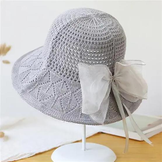 WTEMPO Spring Summer Mesh Bow Breathable Hollow-out Sun Hats Women's Solid Color Simple Elegant Foldable Sun Hats