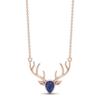 Blue Sapphire Stag Head Necklace - Sterling Silver