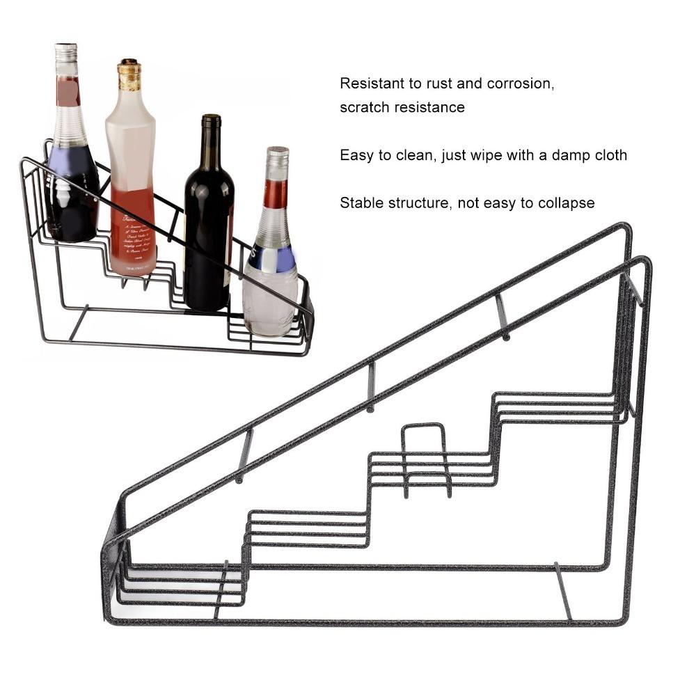 Stable Design Wire Bottle Holder 4 Compartments Bottle Organizer Rack Countertop Use