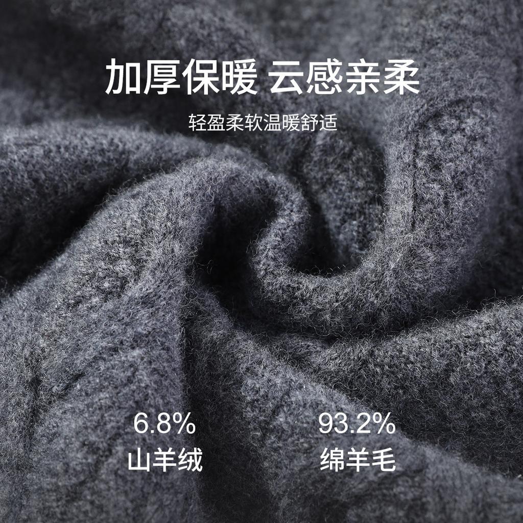 Cashmere+Sheep Wool Light Luxury Simple Thickened Warm High Collar Woolen Sweater for Men