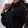 Splicing Design Long Sleeve Lapel Collar Shirt Tops Single Breasted Loose Fit Solid Color Shirt