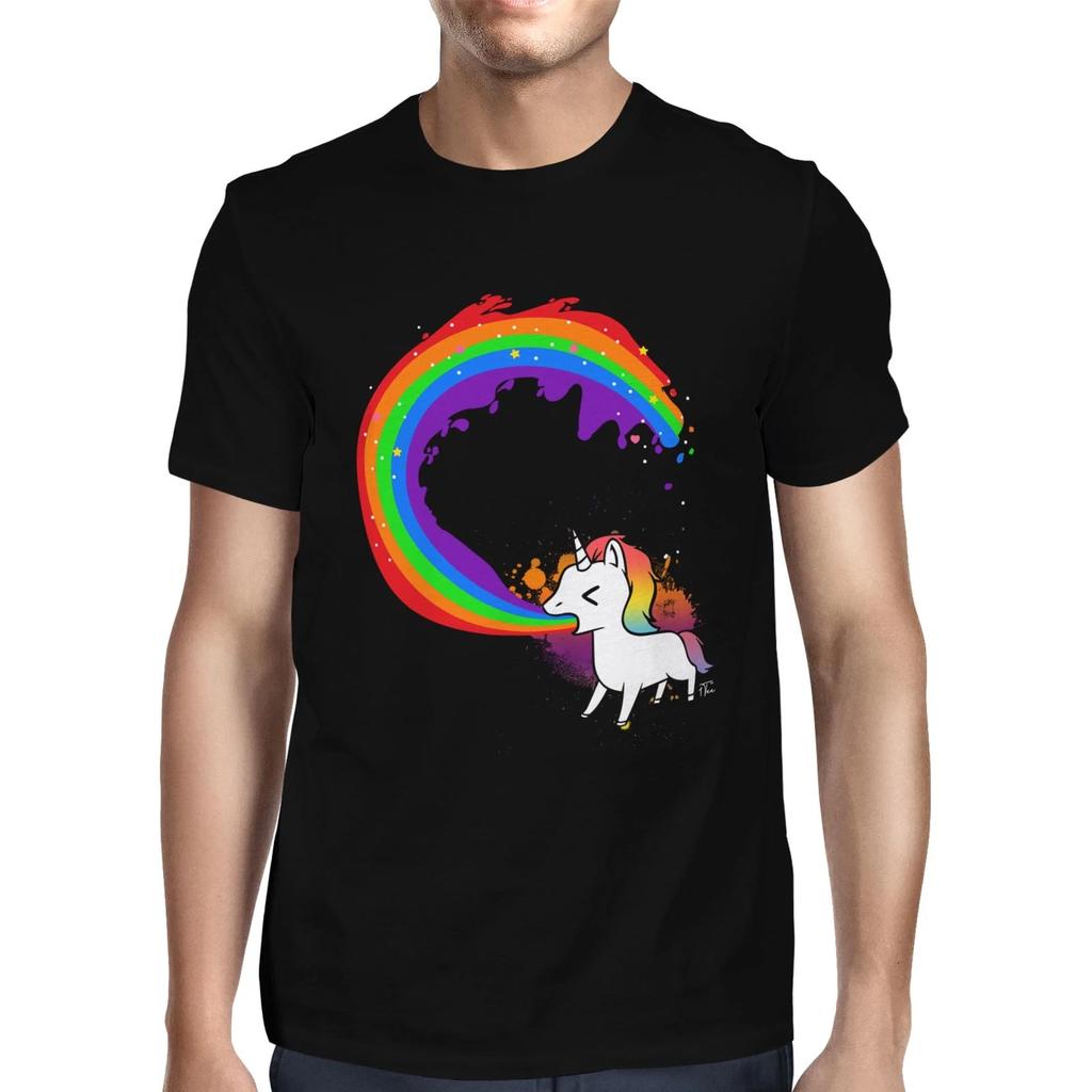 1Tee Mens Vomiting Rainbow Unicorn T-Shirt