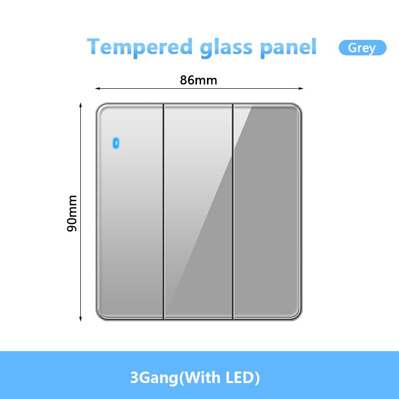 Universal Wall LED Light 1/2Way Switch 16A Black/White Tempered Glass Panel ON OFF Power Push Button Rocker Switch 1/2/3/4 Gang