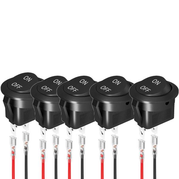 Круглый/Квадратный Тумблер ВКЛ/ВЫКЛ SPST 2-контактный с проводами DC12V-24V Электрический переключатель для Автомобилей, Лодок, Домов на Колесах