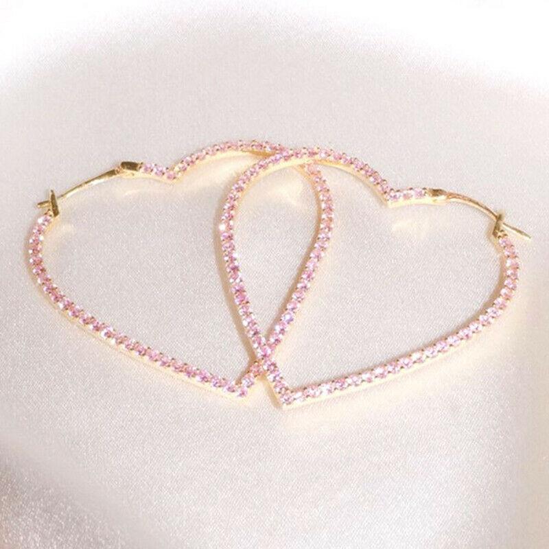 Модные милые сердечки розовые мини-серьги с камнями для свадебной вечеринки, ювелирные изделия