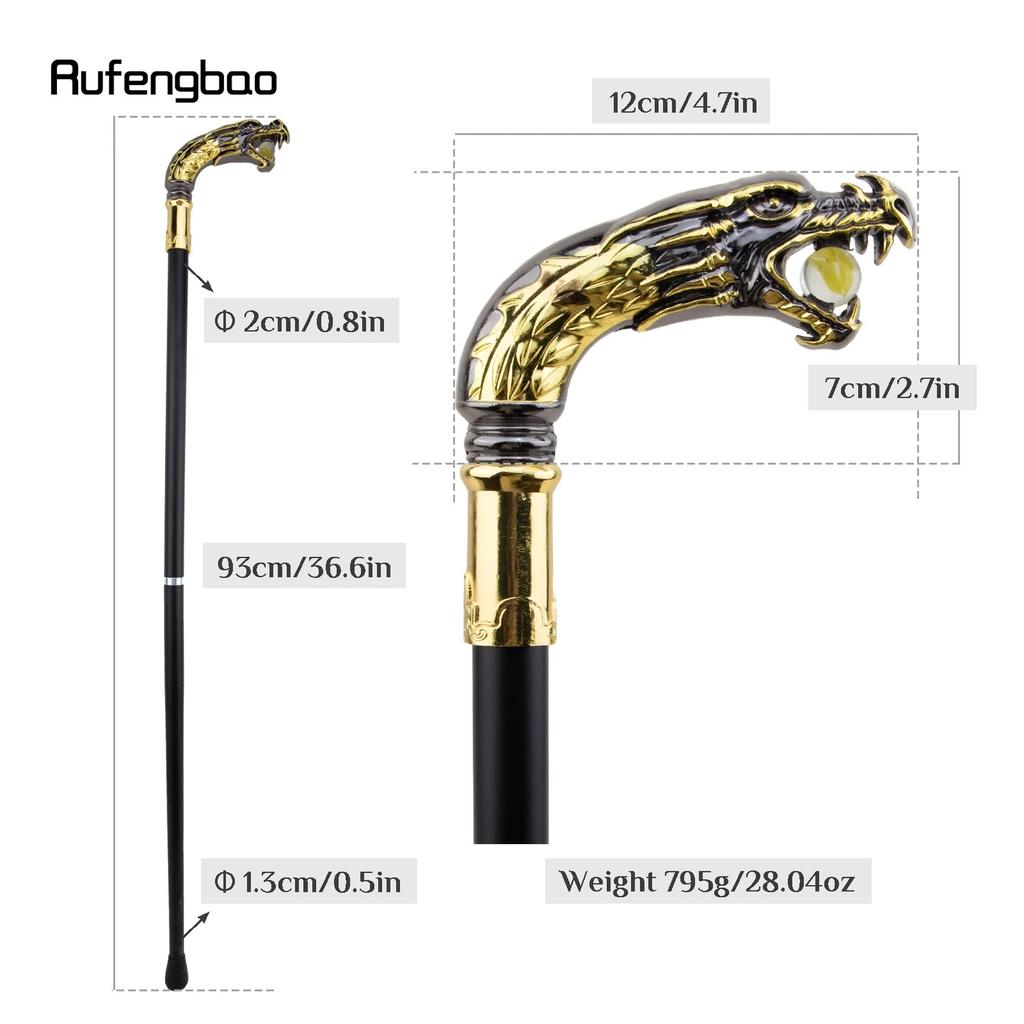 Роскошная трость с золотой, черной ручкой дракона, модная элегантная трость для вечеринки, декоративная ручка для трости для косплея, ручка Crosier 90 см