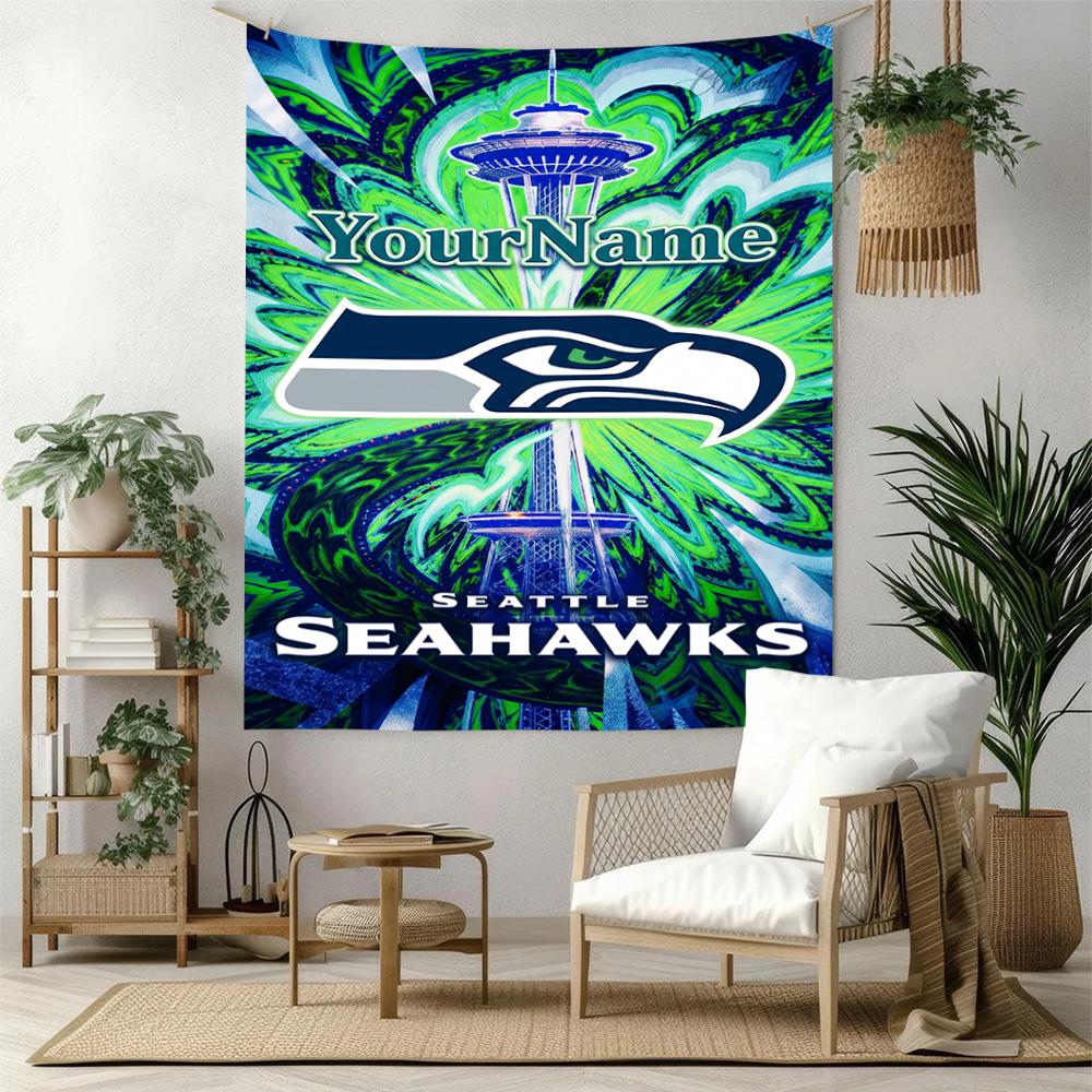 Seattle Seahawks Custom Your Name Wall Decor Tapestry Art For Pet Memorial Birthdaywedding Party Backdrop Family Gift