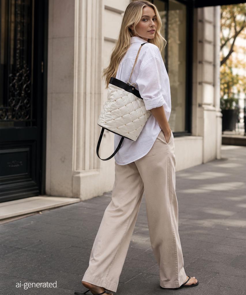 Jina In Ny 3-Way Use Elizabeth Mini Backpack [White Combo]