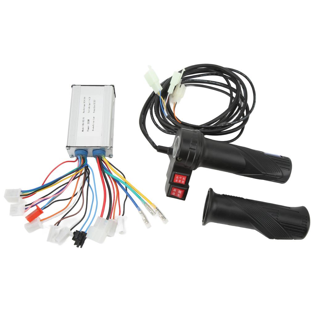 350W Electric Bike Brushed Speed Controller Set with Reverse Function Three Speed Throttle Grip for Upgrade 24V 36V