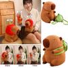 Strawberry Hat Capybara Plush Toy Simulation Turtle Backpack Capibara Stuffed Animals Papa Hand Circle Ring Small Size Pendant