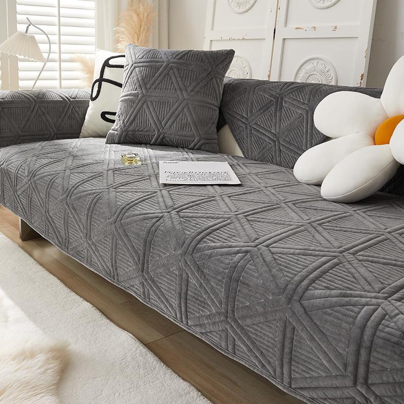 Plush Sofa Cushions: Modern, Simple, High-end, Winter, Thickened, Non-slip, Anti-run, Light Luxury Sofa Cover, Cover Cloth