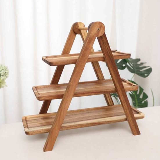 Деревянный 3-х уровневый поднос для кексов, простая сборка, деревянное блюдо для фермерского дома, легкий декоративный поднос для вечеринок и дома