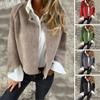 Winter Women Jacket Round Neck Thick Fleece Open Stitch Short Type Cardigan