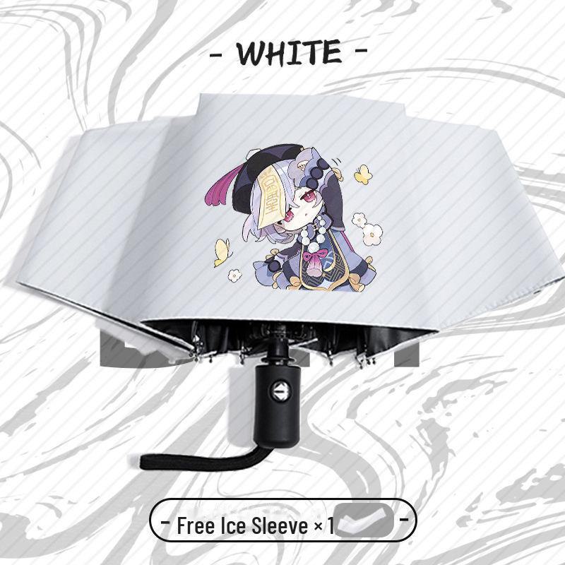 Зонт Genshin Impact Automatic складной с защитой от ультрафиолета для учеников начальной школы - устойчив к ветру, подходит для использования в солнечную и дождливую погоду