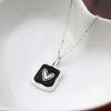 Women's Accessories Black Epoxy Square Heart Necklace